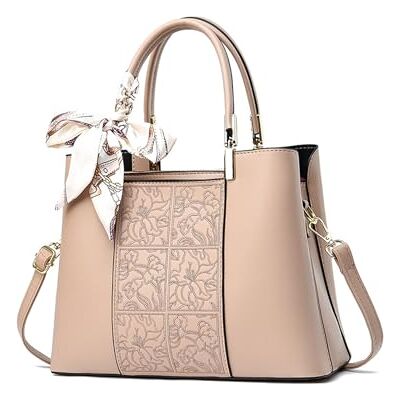 NICOLE & DORIS Mala Fashion mulher mala de mão elegante mala tiracolo couro PU mala tote com bordado mala de ombro bonita mala crossbody para trabalhar compras, caqui, Mínimo NICOLE & DORIS Mala Fashion mulher mala de mão elegante mala tiracolo couro PU mala tote com bordado mala de ombro bonita mala crossbody para trabalhar compras, caqui, Mínimo