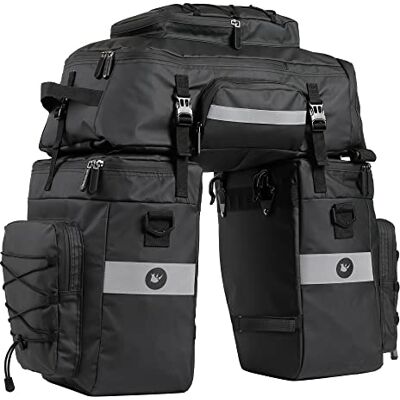 BAIGIO Bolsa de Bicicleta 3 en 1 de 75 L Alforjas Bicicleta Impermeable, Bolsa Bicicletas Trasera para Ciclismo, Viajes con Cubierta para la Lluvia, Negro Tapete 3 em 1 multifuncional impermeável 75L bicicleta sacos traseiro porta-bagagens saco de viag BAIGIO Bolsa de Bicicleta 3 en 1 de 75 L Alforjas Bicicleta Impermeable, Bolsa Bicicletas Trasera para Ciclismo, Viajes con Cubierta para la Lluvia, Negro Tapete 3 em 1 multifuncional impermeável 75L bicicleta sacos traseiro porta-bagagens saco de viag