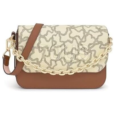 TOUS Bolsa de ombro média Chain Camel e bege, para mulher, medidas 15 x 28 x 11 cm, Ícone Kaos TOUS Bolsa de ombro média Chain Camel e bege, para mulher, medidas 15 x 28 x 11 cm, Ícone Kaos