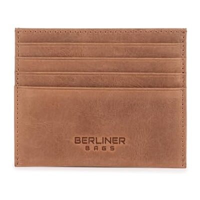 Berliner Bags Porta-cartões Fino de Pele Autêntica com Proteção RFID e Inclui Caixa de Presente, para Homem e Mulher, Camelo, Minimalista Berliner Bags Porta-cartões Fino de Pele Autêntica com Proteção RFID e Inclui Caixa de Presente, para Homem e Mulher, Camelo, Minimalista