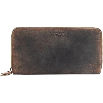 Berliner Bags Carteira grande de pele autêntica para mulher com fecho de correr integral e proteção RFID e inclui caixa de presente, Terra, Vintage Berliner Bags Carteira grande de pele autêntica para mulher com fecho de correr integral e proteção RFID e inclui caixa de presente, Terra, Vintage
