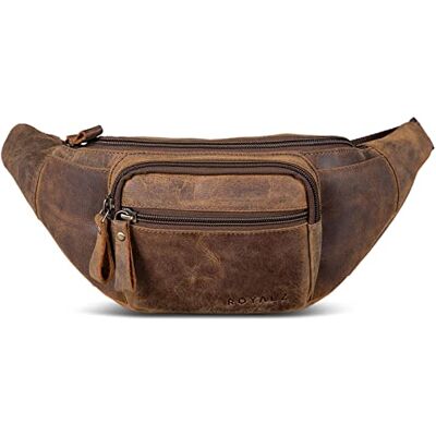 ROYALZ Bolsa de cintura 'Alabama' de couro para homens e mulheres, estilo retro vintage, plano, cor: Castanho de neve ROYALZ Bolsa de cintura 'Alabama' de couro para homens e mulheres, estilo retro vintage, plano, cor: Castanho de neve