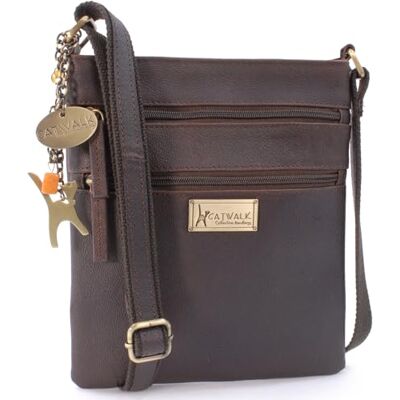 Catwalk Collection Handbags Porta-moedas de pele pequena mini carteira de mulher proteção RFID com caixa de presente Mimi, Castanho, S Catwalk Collection Handbags Porta-moedas de pele pequena mini carteira de mulher proteção RFID com caixa de presente Mimi, Castanho, S