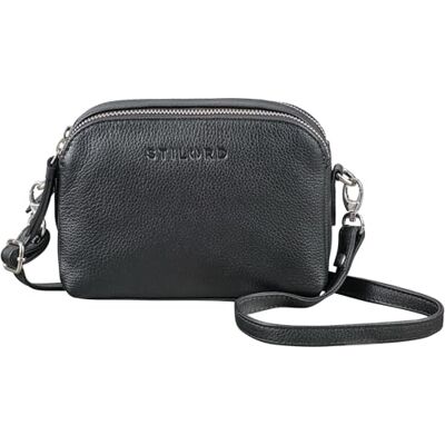 STILORD Mala mulher pequena couro bolsas festa suporte telemóvel mulheres bolsa de ombro pele porta-moedas tiracolo vintage Handbag cor: preto STILORD Mala mulher pequena couro bolsas festa suporte telemóvel mulheres bolsa de ombro pele porta-moedas tiracolo vintage Handbag cor: preto