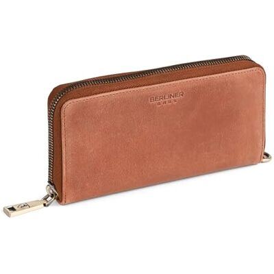 Berliner Bags Carteira Grande de Couro Genuíno para Mulher com Proteção RFID e Inclui Caixa de Presente, Camelo, Tamanho único, Vintage Berliner Bags Carteira Grande de Couro Genuíno para Mulher com Proteção RFID e Inclui Caixa de Presente, Camelo, Tamanho único, Vintage