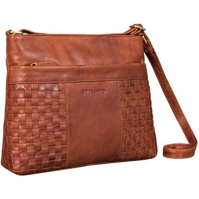 STILORD Tecido senhoras mala de couro vintage bolsa de ombro para mulheres tecido tiracolo para lazer Going out cde festa couro genuíno cor: arrona castanho STILORD Tecido senhoras mala de couro vintage bolsa de ombro para mulheres tecido tiracolo para lazer Going out cde festa couro genuíno cor: arrona castanho