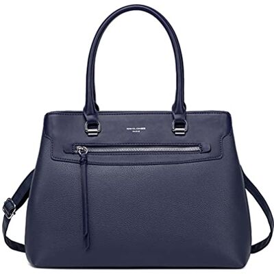 David Jones Mala de mão elegante para mulher Bolsa de ombro em pele sintética Tote Shopper em couro PU com vários compartimentos Moda urbana para senhora em tendência, azul, Tamanho único David Jones Mala de mão elegante para mulher Bolsa de ombro em pele sintética Tote Shopper em couro PU com vários compartimentos Moda urbana para senhora em tendência, azul, Tamanho único