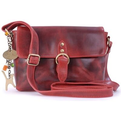 Catwalk Collection Handbags Mala de tiracolo de pele de mulher mala cruzada pequena com lapela mala com alça ajustável Catwalk Collection Handbags Mala de tiracolo de pele de mulher mala cruzada pequena com lapela mala com alça ajustável