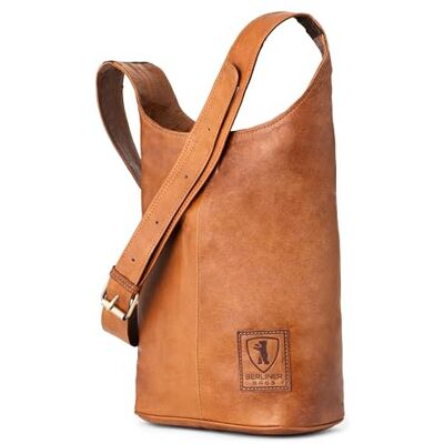 Berliner Bags Mala Hobo Emilia de pele para mulher, bolsa de ombro vintage grande castanho Berliner Bags Mala Hobo Emilia de pele para mulher, bolsa de ombro vintage grande castanho