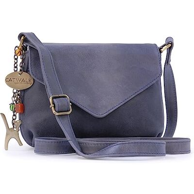 Catwalk Collection Handbags Mala de tiracolo pequena para mulher de pele mala de mão alça ajustável Catwalk Collection Handbags Mala de tiracolo pequena para mulher de pele mala de mão alça ajustável