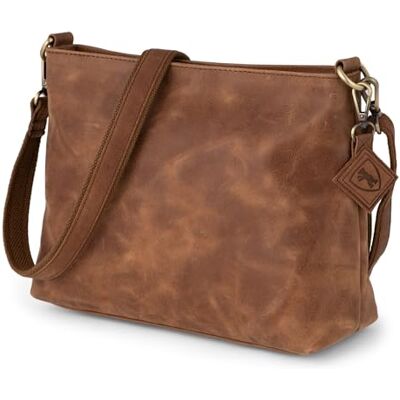 Berliner Bags Marbella S Mala de tiracolo média de pele autêntica para mulher, crossbody com alça ajustável e fecho YKK, design elegante e resistente para uso diário, Camelo Berliner Bags Marbella S Mala de tiracolo média de pele autêntica para mulher, crossbody com alça ajustável e fecho YKK, design elegante e resistente para uso diário, Camelo