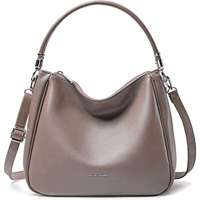 David Jones Bolsa de Ombro Hobo para Mulher Bolsa de Mão com Alça Transversal de Pele Sintética Bolsa de Mão Média com Alça Longa Moda Clássica e Elegante Prática, Cinzento, Tamanho único David Jones Bolsa de Ombro Hobo para Mulher Bolsa de Mão com Alça Transversal de Pele Sintética Bolsa de Mão Média com Alça Longa Moda Clássica e Elegante Prática, Cinzento, Tamanho único