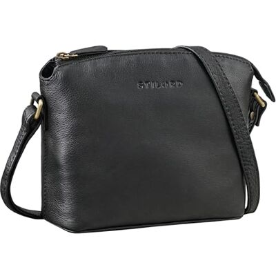 STILORD " Clássico Bolsa Tiracolo Mulher Pele Vintage Bolsas Cruzadas Mulheres Bolsa Festa Elegante de Ombro Senhora Couro Autêntico Cor:arroz marrom", Preto, S STILORD " Clássico Bolsa Tiracolo Mulher Pele Vintage Bolsas Cruzadas Mulheres Bolsa Festa Elegante de Ombro Senhora Couro Autêntico Cor:arroz marrom", Preto, S