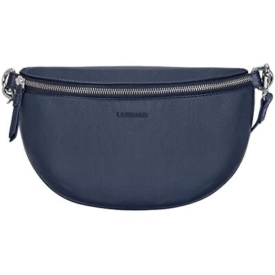 LEABAGS pochete de couro genuíno pochete com zíper bolsa transversal para mulher, azul, M LEABAGS pochete de couro genuíno pochete com zíper bolsa transversal para mulher, azul, M