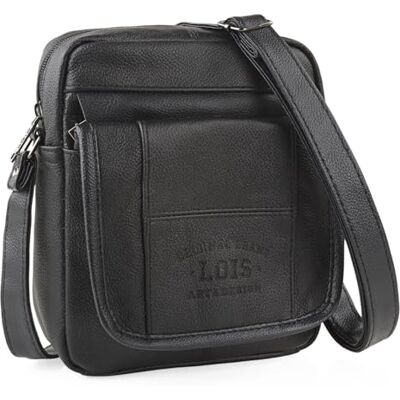 Lois Mala de homem pele vegana estilo moderno, prática e elegante Bolsa de ombro homem pele sintética ideal para viagens e trabalho, urbana e funcional, Preto, Tamanho único Lois Mala de homem pele vegana estilo moderno, prática e elegante Bolsa de ombro homem pele sintética ideal para viagens e trabalho, urbana e funcional, Preto, Tamanho único