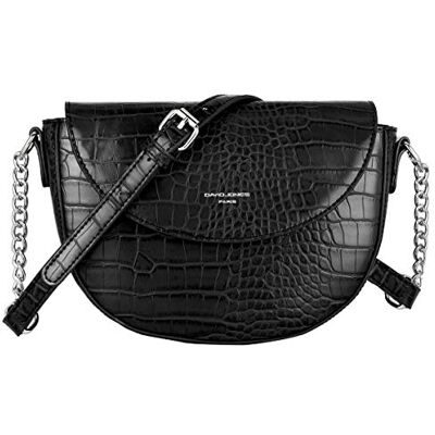 David Jones Bolsa de tiracolo crocodilo mulher bolsa de ombro cruzados couro PU pequeno mensageiro crossbody bag pochette pele croco elegante clutch pochette meia volta lua, Preto, Tamanho único David Jones Bolsa de tiracolo crocodilo mulher bolsa de ombro cruzados couro PU pequeno mensageiro crossbody bag pochette pele croco elegante clutch pochette meia volta lua, Preto, Tamanho único