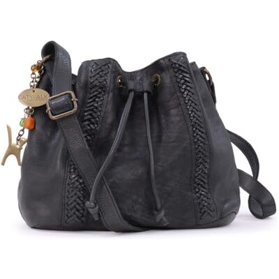 Catwalk Collection Handbags Bolsa de tiracolo para mulher bolsa de tiracolo média com cordão pele vintage lavada Catwalk Collection Handbags Bolsa de tiracolo para mulher bolsa de tiracolo média com cordão pele vintage lavada