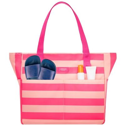 LARKSON Saco de praia mulher homem Linn Tote Bag grande para férias, desportos, viagens bolsa Shopper com fecho de correr LARKSON Saco de praia mulher homem Linn Tote Bag grande para férias, desportos, viagens bolsa Shopper com fecho de correr