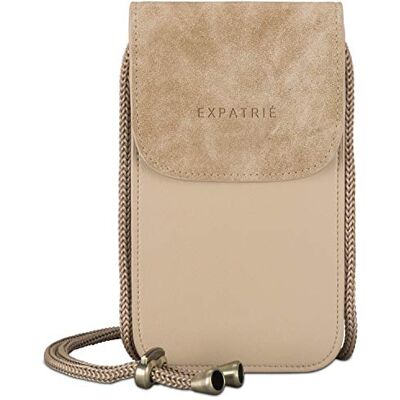 Expatrié Mala móvel mulher bege Amelie mala pequena mini mala tiracolo para lazer e festivais elegante carteira moderna para capas de telemóvel Expatrié Mala móvel mulher bege Amelie mala pequena mini mala tiracolo para lazer e festivais elegante carteira moderna para capas de telemóvel