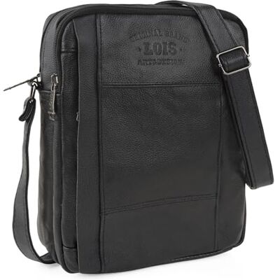 Lois Mala de homem pele vegana estilo moderno, prática e elegante Bolsa de ombro homem pele sintética ideal para viagens e trabalho, urbana e funcional, Preto, Tamanho único Lois Mala de homem pele vegana estilo moderno, prática e elegante Bolsa de ombro homem pele sintética ideal para viagens e trabalho, urbana e funcional, Preto, Tamanho único