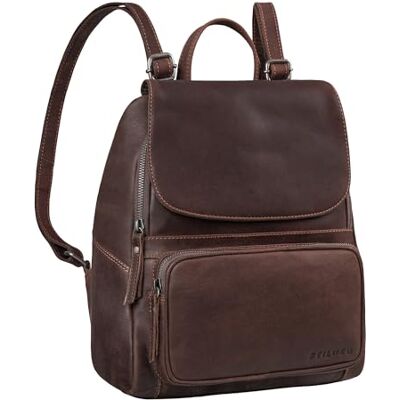 STILORD Mochila de moda para mulher mala pequena de couro genuíno mochila de trabalho vintage mini pack pele cor: carvalho castanho, Torres castanho, S, Mochila STILORD Mochila de moda para mulher mala pequena de couro genuíno mochila de trabalho vintage mini pack pele cor: carvalho castanho, Torres castanho, S, Mochila