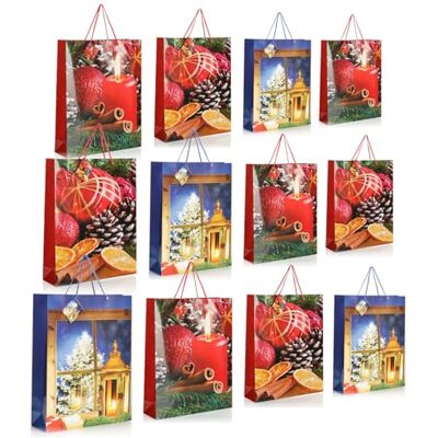 com-four ® 12x bolsas de regalo para Navidad 42 cm, bolsa de papel Papá Saco de presente XXL com motivos natalícios embalagem de presente com-four ® 12x bolsas de regalo para Navidad 42 cm, bolsa de papel Papá Saco de presente XXL com motivos natalícios embalagem de presente