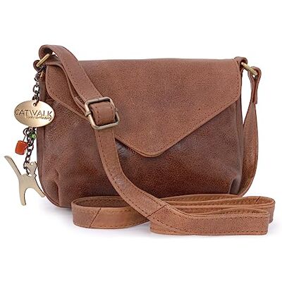Catwalk Collection Handbags Mala de tiracolo pequena para mulher de pele mala de mão alça ajustável Catwalk Collection Handbags Mala de tiracolo pequena para mulher de pele mala de mão alça ajustável