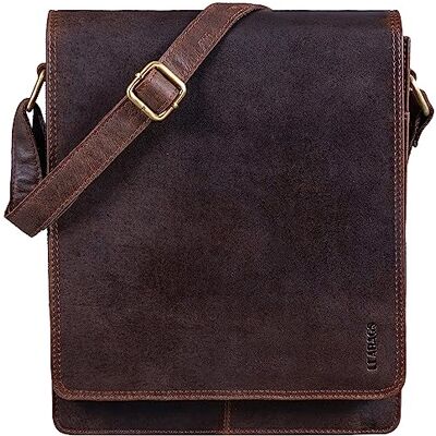 LEABAGS Mala de ombro de couro de Londres, estilo vintage para homem e mulher, estilo casual, para uso diário, Tamanho único LEABAGS Mala de ombro de couro de Londres, estilo vintage para homem e mulher, estilo casual, para uso diário, Tamanho único