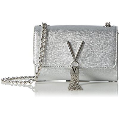 Valentino Mario Divina, Bolsa de Tiracolo para Mulher, Preto, 8x17x23 Centímetros (L x A x P), Prateado Valentino Mario Divina, Bolsa de Tiracolo para Mulher, Preto, 8x17x23 Centímetros (L x A x P), Prateado