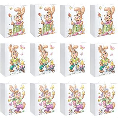 com-four ® 12 bolsa de Páscoa com motivos, saco de papel para encher Sacos para presentes e ovos da Páscoa saco de presente de papel com alça com-four ® 12 bolsa de Páscoa com motivos, saco de papel para encher Sacos para presentes e ovos da Páscoa saco de presente de papel com alça