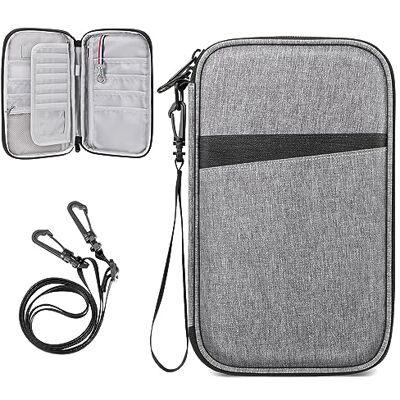 FINTIE Carteira familiar para passaporte para 6 pessoas, grande capacidade, bloqueio RFID, organizador de documentos de viagem, bolsa de mão com suporte para canetas, chaveiro, cartões de crédito, capa FINTIE Carteira familiar para passaporte para 6 pessoas, grande capacidade, bloqueio RFID, organizador de documentos de viagem, bolsa de mão com suporte para canetas, chaveiro, cartões de crédito, capa