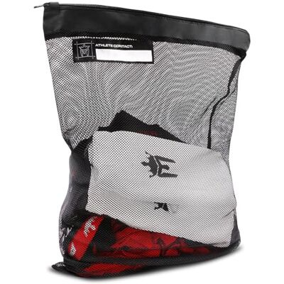 Meister Saco de lavagem XL para atletas saco de lavandaria desportivo grande de malha com fecho de correr preto Meister Saco de lavagem XL para atletas saco de lavandaria desportivo grande de malha com fecho de correr preto