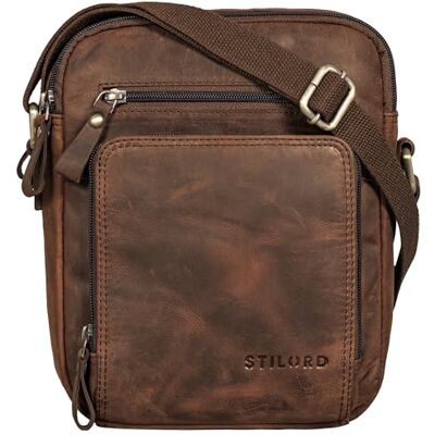 STILORD Darius Mala pequena homem pele mala de ombro vintage tiracolo cruzada mini mala mensageiro ideal para trabalho viagem de couro autêntico cor: Zamora castanho STILORD Darius Mala pequena homem pele mala de ombro vintage tiracolo cruzada mini mala mensageiro ideal para trabalho viagem de couro autêntico cor: Zamora castanho