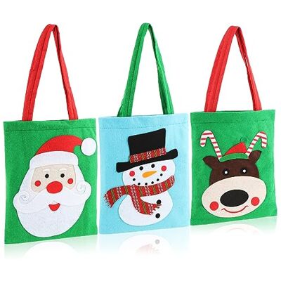 com-four ® 3 sacos de presente para o Natal, saco de presente para o pai Bolsa de presente com alças bolsa de feltro com motivos natalícios 24 x 20 cm com-four ® 3 sacos de presente para o Natal, saco de presente para o pai Bolsa de presente com alças bolsa de feltro com motivos natalícios 24 x 20 cm
