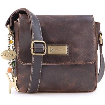 Catwalk Collection Handbags Bolsa tiracolo de mulher Bolsa cruzada pequena de couro Bolsa messenger de couro envelhecido , Castanho Catwalk Collection Handbags Bolsa tiracolo de mulher Bolsa cruzada pequena de couro Bolsa messenger de couro envelhecido , Castanho