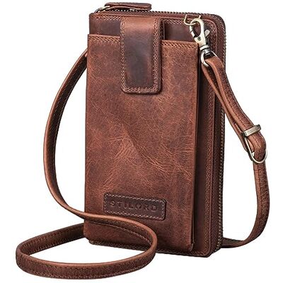 STILORD '' Bolsa de telemóvel mulher de couro mala tiracolo crossbody pequena carteira de carteira cruzada estilo vintage de pele autêntica, Kara Cognac, S STILORD '' Bolsa de telemóvel mulher de couro mala tiracolo crossbody pequena carteira de carteira cruzada estilo vintage de pele autêntica, Kara Cognac, S