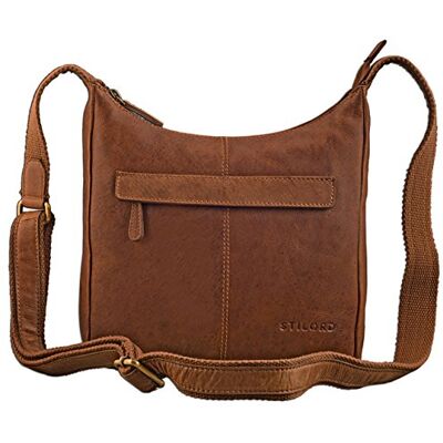STILORD Bolsa de tiracolo mulher couro pequeno mala mensageiro feminino para senhora senhora para sair trabalho ou diário mala de pele autêntica vintage cor: castanho Antico, Cognaque castanho, S STILORD Bolsa de tiracolo mulher couro pequeno mala mensageiro feminino para senhora senhora para sair trabalho ou diário mala de pele autêntica vintage cor: castanho Antico, Cognaque castanho, S