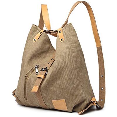 Kono Mochila de tiracolo, mala de lona versátil e multifuncional, elegantes malas cruzadas, grande capacidade mochila duradoura para viagens de grande capacidade para mulheres e meninas (caqui) Kono Mochila de tiracolo, mala de lona versátil e multifuncional, elegantes malas cruzadas, grande capacidade mochila duradoura para viagens de grande capacidade para mulheres e meninas (caqui)