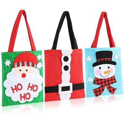 com-four ® 3 sacos de presente para o Natal, saco de presente para o pai Bolsa de presente com alças bolsa de feltro com motivos natalícios 24 x 20 cm com-four ® 3 sacos de presente para o Natal, saco de presente para o pai Bolsa de presente com alças bolsa de feltro com motivos natalícios 24 x 20 cm