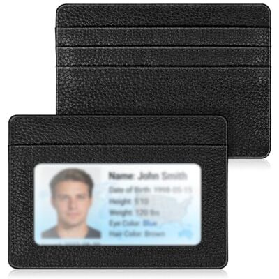 FINTIE Carteira com Bolso Frontal — Estojo Minimalista e Fino com Bloqueio RFID para Cartões de Crédito com Janela de Identificação para Homens, Preto FINTIE Carteira com Bolso Frontal — Estojo Minimalista e Fino com Bloqueio RFID para Cartões de Crédito com Janela de Identificação para Homens, Preto