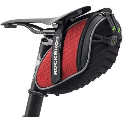 ROCKBROS Saco de selim de bicicleta alforja sob assento para MTB bicicleta estrada saco porta-ferramentas, preto/vermelho ROCKBROS Saco de selim de bicicleta alforja sob assento para MTB bicicleta estrada saco porta-ferramentas, preto/vermelho
