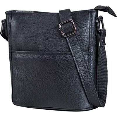 LEABAGS Bolsa de couro para mulher bolsa de ombro de couro genuíno ombro para trabalho, universidade, escola e tempo livre, tamanho M (24 x 23 x 6 cm) Nappa preto LEABAGS Bolsa de couro para mulher bolsa de ombro de couro genuíno ombro para trabalho, universidade, escola e tempo livre, tamanho M (24 x 23 x 6 cm) Nappa preto