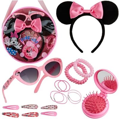 Disney Stitch Bolsa de tiracolo mala para menina com óculos de sol UV400 e acessórios para cabelo mala com acessórios para meninas (Minnie Mouse rosa) Disney Stitch Bolsa de tiracolo mala para menina com óculos de sol UV400 e acessórios para cabelo mala com acessórios para meninas (Minnie Mouse rosa)