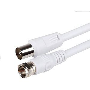 CABLEPELADO Cabo antena satélite Cabo TV Sat 75 Ohm Conector coaxial macho a tipo F macho Satélite Sat Freesat Sky Virgin BT TV HDTV DVB DVD rádio / coax de antena TV branco, 5 metros CABLEPELADO Cabo antena satélite Cabo TV Sat 75 Ohm Conector coaxial macho a tipo F macho Satélite Sat Freesat Sky Virgin BT TV HDTV DVB DVD rádio / coax de antena TV branco, 5 metros