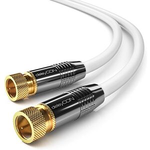 deleyCON 7,5 m Cabo de antena SAT cabo satélite coaxial para DVB-S/S2 4K Ultra HD Full HD 1080p HDTV 2 x conectores F metálicos branco deleyCON 7,5 m Cabo de antena SAT cabo satélite coaxial para DVB-S/S2 4K Ultra HD Full HD 1080p HDTV 2 x conectores F metálicos branco