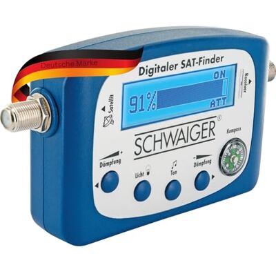 SCHWAIGER 5170 Sat-Finder localizador digital de satélites pesquisador de satélites bússola integrada alinhamento LNB medidor posicionamento ideal antena parabólica com saída de som SCHWAIGER 5170 Sat-Finder localizador digital de satélites pesquisador de satélites bússola integrada alinhamento LNB medidor posicionamento ideal antena parabólica com saída de som