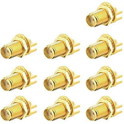 Eightwood SMA Connector SMA Jack Female Connector Straight Bulkhead Solder 062 polegadas End Launch For Wireless WLAN WiFi antena 10 unidades Eightwood SMA Connector SMA Jack Female Connector Straight Bulkhead Solder 062 polegadas End Launch For Wireless WLAN WiFi antena 10 unidades