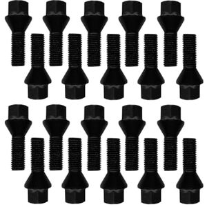 TRACER 20 parafusos de roda, perno cônico, preto, M12 x 1,5, 26 mm TRACER 20 parafusos de roda, perno cônico, preto, M12 x 1,5, 26 mm