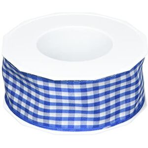 C.E. Pattberg Azul Royal/Branco Vichy com borda de arame - 20m C.E. Pattberg Azul Royal/Branco Vichy com borda de arame - 20m