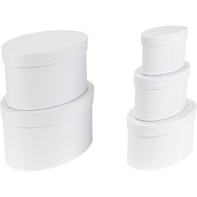 Ideen mit Herz Conjunto de 5 caixas de presente em cartão 5 tamanhos encaixáveis grandes a pequenas resistentes ideais para festas e casamento oval branco Ideen mit Herz Conjunto de 5 caixas de presente em cartão 5 tamanhos encaixáveis grandes a pequenas resistentes ideais para festas e casamento oval branco